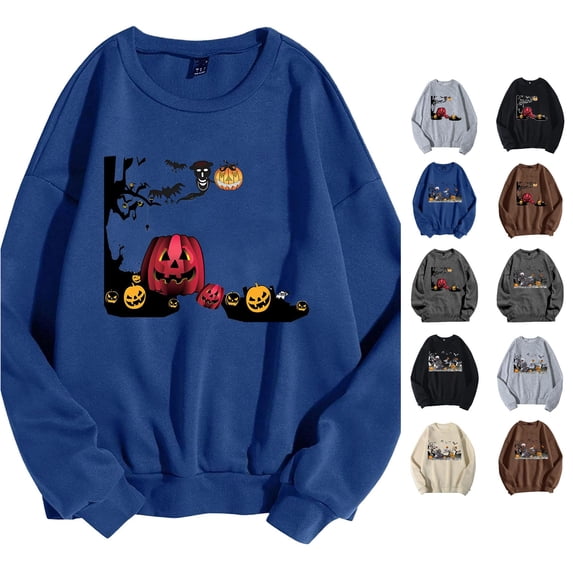 LIIPEE Halloween Graphic Sweatshirts For Men Long Sleeve Crew Neck Pullover Male Fall Winter Comfortable Versatile Sweatshirt,XXL