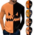 thumbnail image 1 of LIIPEE Halloween Graphic Tees For Men Long Sleeve Crew Neck Casual T Shirts Male Comfortable Breathable Versatile Tshirt,XXXL, 1 of 4