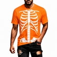 thumbnail image 1 of LIIPEE Halloween Skeleton Graphic Tees For Men Short Sleeve Crew Neck Tshirt Fall Holiday T‑Shirts, 1 of 4