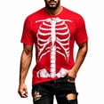 thumbnail image 1 of LIIPEE Halloween Skeleton Graphic Tees For Men Short Sleeve Crew Neck Tshirt Fall Holiday T‑Shirts, 1 of 4