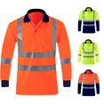 thumbnail image 1 of LIIPEE High Visibility Reflective Polo Shirt For Men Long Sleeve Tennis Collar Shirts Male Comfortable Breathable Polos Workwear,L, 1 of 5