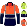 thumbnail image 1 of LIIPEE High Visibility Reflective Polo Shirt For Men Long Sleeve Tennis Collar Shirts Male Comfortable Breathable Polos Workwear,L, 1 of 5