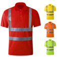 thumbnail image 1 of LIIPEE High Visibility Reflective Polo Shirt For Men Short Sleeve Tennis Collar Shirts Male Comfortable Breathable Polos Workwear,L, 1 of 4