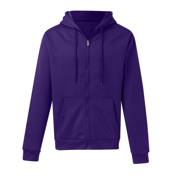 LIIPEE Hoodies For Men Fall Winter Warm Solid Color Long Sleeve Drawstring Hooded Zip Up Coat Tops With Pockets Man Versatile Birthday Wedding Weekend Sweatshirts,Purple,Xl
