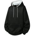thumbnail image 1 of LIIPEE Hoodies For Men Fall Winter Warm Solid Color Loose Long Sleeve Drawstring Hooded Pullover Tops With Pocket Man Classic Indoor Outdoor Wear Travel Sweatshirts,Black,L, 1 of 4
