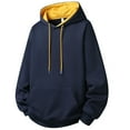thumbnail image 1 of LIIPEE Hoodies For Men Fall Winter Warm Solid Color Loose Long Sleeve Drawstring Hooded Pullover Tops With Pocket Man Handsome Birthday Wedding Weekend Sweatshirts,Dark Blue,Xxxl, 1 of 4