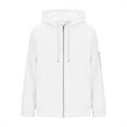 thumbnail image 1 of LIIPEE Hoodies For Women Fall Winter Warm Solid Color Long Sleeve Drawstring Hooded Zip Up Coat Tops With Pockets Woman Comfort Indoor Outdoor Wear Travel Sweatshirts,White,L, 1 of 3