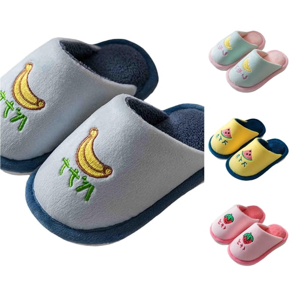 LIIPEE Kids Cartoon Slippers For Boys And Girls Cute Non- Flat Bottom Slippers Autumn Winter Indoor Warm Fuzzy Bedroom House Shoes,6-7 Years