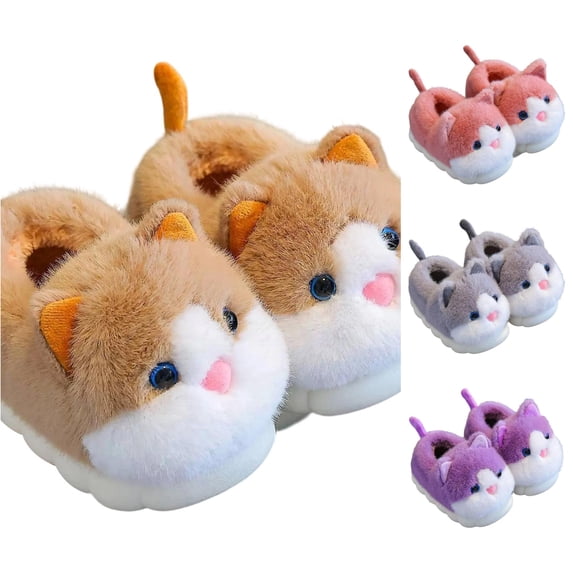 LIIPEE Kids Cartoon Slippers For Girls And Boys Cute Non- Flat Bottom Slipper Booties Fall Winter Warm Fuzzy Comfortable House Shoes,2-3 Years
