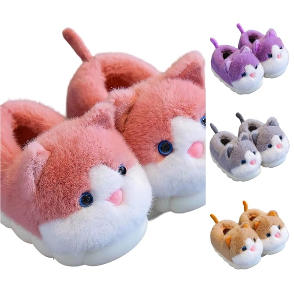 LIIPEE Kids Cartoon Slippers For Girls And Boys Cute Non- Flat Bottom Slipper Booties Fall Winter Warm Fuzzy Comfortable House Shoes,3-4 Years