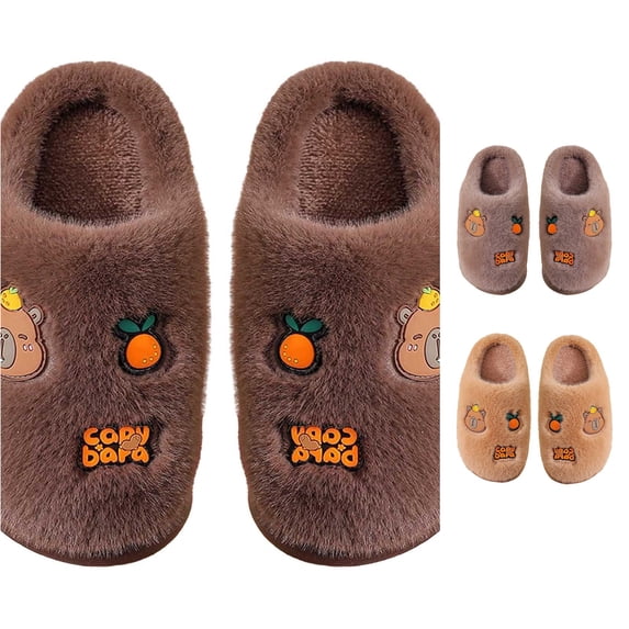 LIIPEE Kids Cartoon Slippers For Girls And Boys Cute Non- Flat Bottom Slippers Fall Winter Warm Fuzzy Comfortable Bedroom House Shoes,7-8 Years