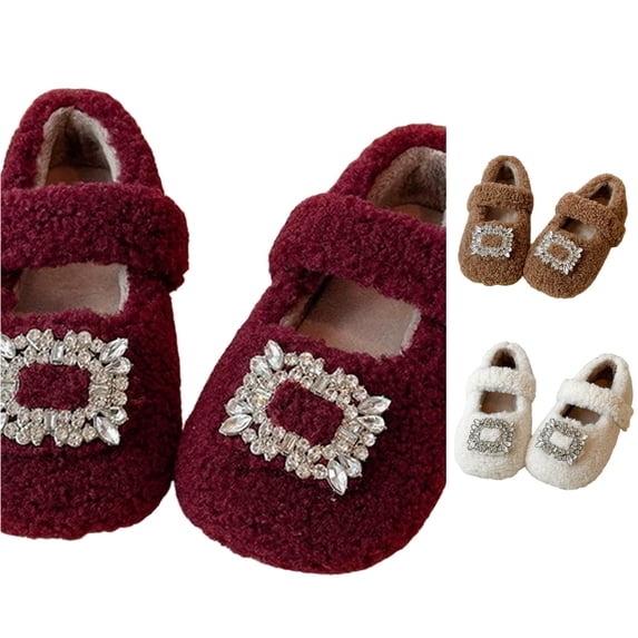 LIIPEE Kids Cute Decoration Slippers For Girls And Boys Non- Flat Bottom Slipper Booties Fall Winter Warm Fuzzy Comfortable House Shoes,5.5-6 Years