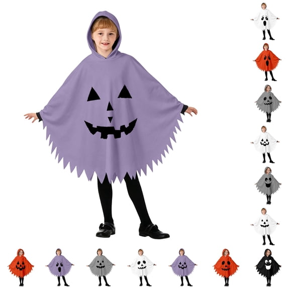 LIIPEE Kids Halloween Costumes Boys Girls Unisex Hooded Ghostface Graphic Capes Dress Up Clothes,3-4 Years