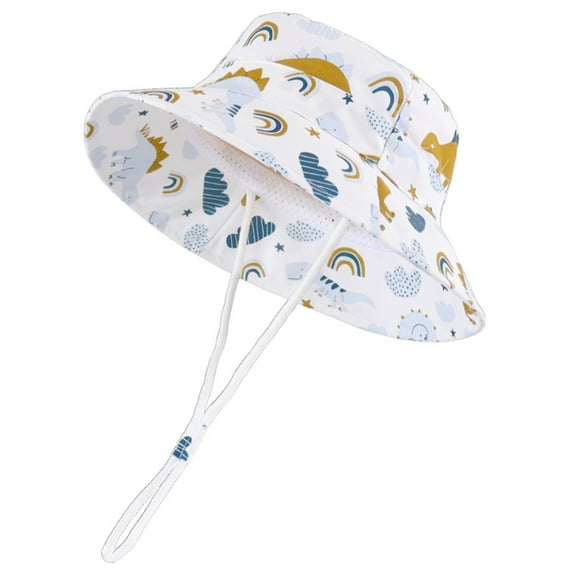 LIIPEE Kids Hats Baby Girls Boys Floral Cartoon Sun Hat Outdoor Adjustable Toddler Beach Hat With Wide Brim Comfortable Breathable Soft Cute Daily Bucket Hats,Brown,1-2 Years