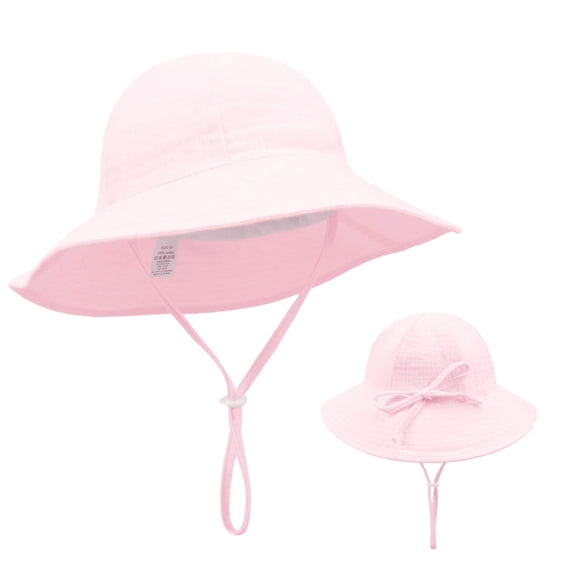 LIIPEE Kids Hats Casual Solid Color Adjustable Straps Fisherman Hats Summer Vacations Picnics Suitable Cute Comfortable Breathable Daily Bucket Hats,Pink,S