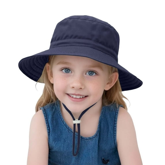 LIIPEE Kids Hats Casual Solid Color Baby Sun Hats Boys Girls Breathable Fisherman Hats Summer Beach Hats Toddler Lightweight Outdoor Comfortable Soft Cute Daily Hats,Navy,2-6 Years