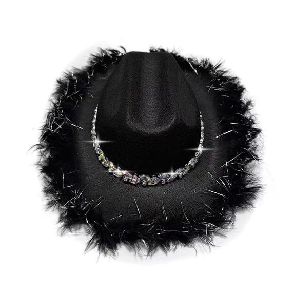 LIIPEE Kids Hats Casual Solid Color Trimmed Denim Cowboy Hats Girls Party Dress Up Play Comfortable Soft Breathable Cute Hats,Black,One Size