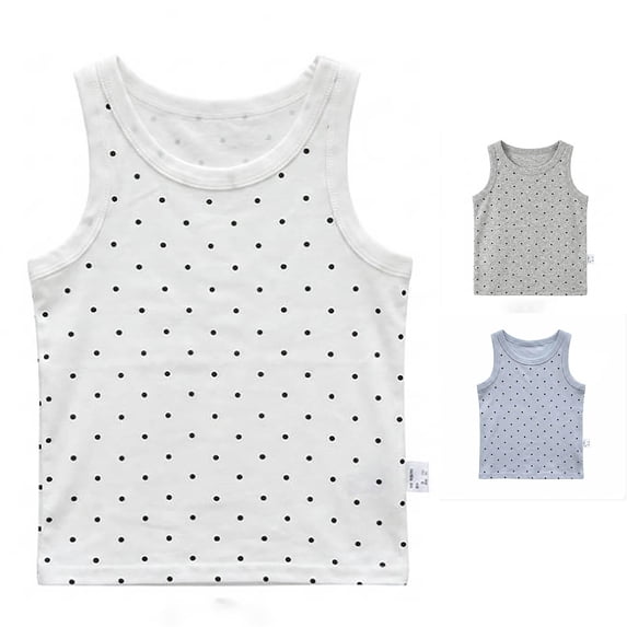 LIIPEE Kids Polka Dot Printed Basic Tank Tops For Girls Sleeveless Crew Neck Casual Breathable Cute Summer Tops,7-8 Years