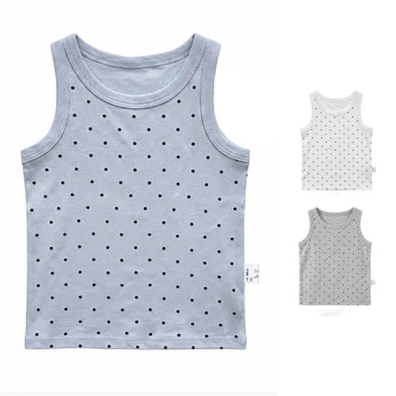 LIIPEE Kids Polka Dot Printed Basic Tank Tops For Girls Sleeveless Crew Neck Casual Breathable Cute Summer Tops,9-10 Years