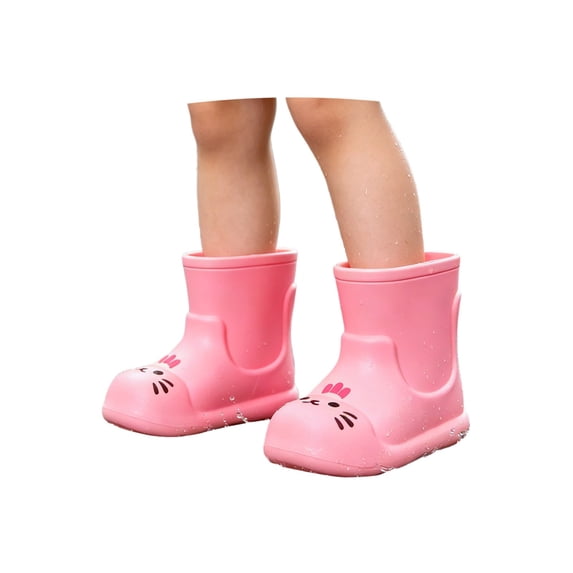 LIIPEE Kids Unisex Rain Boots For Boys And Girls Cartoon Cat Comfortable Soft Sole Lightweight Shoes Outdoor Garden Fashion Waterproof Cute Non- Footwear,4-4.5 Years