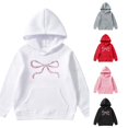 thumbnail image 1 of LIIPEE Long Sleeve Hoodie For Girls Fashion Bow Graphic Hooded Sweatshirt With Pockets Kids Autumn Winter Cute Casual Pullover,13-14 Years, 1 of 7