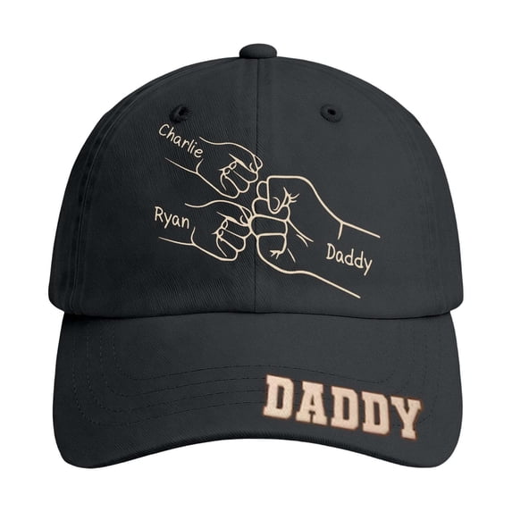 LIIPEE Man Baseball Cap Casual Father's Day Letter Graphic Printed Unique Handmade Customizable Hats Male Celebration Fashion Comfortable Breathable Daily Hats,Black,One Size