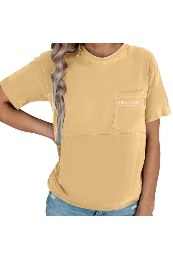 Maternity Blouses Casual Solid Color Short Sleeve Crew Neck Tops Pregnant Women Zipper Nursing Blouses With Pockets Fashion Comfortable Soft Breathable Clothing,Yellow,XXL