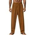 thumbnail image 1 of LIIPEE Men Casual Pants Summer Solid Color Ankle Length Wide Straight Leg Pants Male Loose Fit Lightweight Trousers Leisure Activities Comfortable Soft Breathable Daily Pants,Brown,XL, 1 of 6