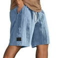 thumbnail image 1 of LIIPEE Men Casual Shorts Solid Color Loose Fit Elastic Waist Drawstring Jacquard Shorts With Pockets Male Classic Riding Shorts,Sky Blue,Xxl, 1 of 5
