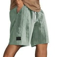thumbnail image 1 of LIIPEE Men Casual Shorts Solid Color Loose Fit Elastic Waist Drawstring Jacquard Shorts With Pockets Male Versatile Fishing Shorts,Green,M, 1 of 5