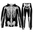 thumbnail image 1 of LIIPEE Men Hoodie Outfits Halloween Cartoon Skeleton Printed Long Sleeve Hooded Pullover Sweatshirt Pants Set Man Comfortable Climbing Hiking Camping Cycling Outfit,Black,L, 1 of 4