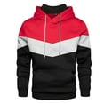 thumbnail image 1 of LIIPEE Men Hoodies Color Block Long Sleeve Drawstring Pullover Hooded Sweatshirt With Pocket Male Breathable Travel Sweatshirts,Red,Xxl, 1 of 2