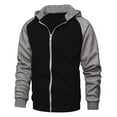 thumbnail image 1 of LIIPEE Men Hoodies Color Block Long Sleeve Drawstring Zip Up Hooded Sweatshirt With Pockets Male Breathable Daily Sweatshirts,Bk1,L, 1 of 3