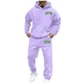 thumbnail image 1 of LIIPEE Men Hoodies Outfits Letter Printed Long Sleeve Pullover Hooded Pocket Sweatshirt Elastic Waist Sweatpants Set Male Breathable Sport Outfit,Light Purple,M, 1 of 6