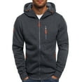 thumbnail image 1 of LIIPEE Men Hoodies Solid Color Long Sleeve Drawstring Zip Up Hooded Sweatshirt With Pockets Male Breathable Vacation Sweatshirts,Grey,L, 1 of 3
