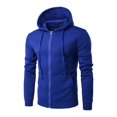 thumbnail image 1 of LIIPEE Men Hoodies Solid Color Long Sleeve Drawstring Zip Up Hooded Sweatshirt With Pockets Male Classic Weekend Sweatshirts,Blue,L, 1 of 3
