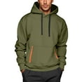 thumbnail image 1 of LIIPEE Men Hoodies Solid Color Long Sleeve Pullover Drawstring Hooded Sweatshirt With Pocket Male Comfort Casual Outings Sweatshirts,Army Green,L, 1 of 3