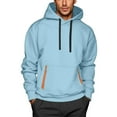 thumbnail image 1 of LIIPEE Men Hoodies Solid Color Long Sleeve Pullover Drawstring Hooded Sweatshirt With Pocket Male Leisure Vacation Sweatshirts,Light Blue,S, 1 of 3