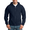thumbnail image 1 of LIIPEE Men Hoodies Solid Color Long Sleeve Zip Up Hooded Sweatshirt With Pockets Male Versatile Daily Sweatshirts,Navy,L, 1 of 3