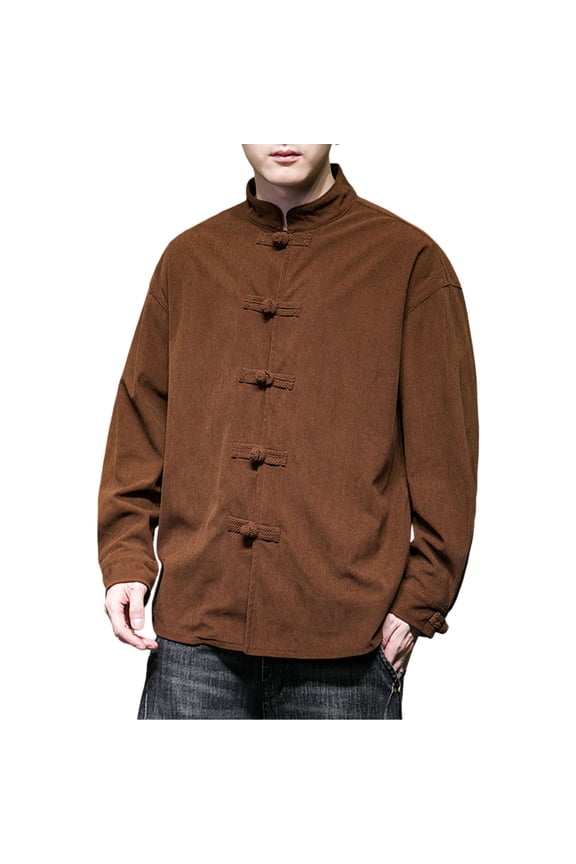 Men Jacket Fall And Winter New Retro Solid Color Tops Large Size Long Sleeve Casual Lapel Coat Zipper Suit Clothes,Coffee,XXXXL