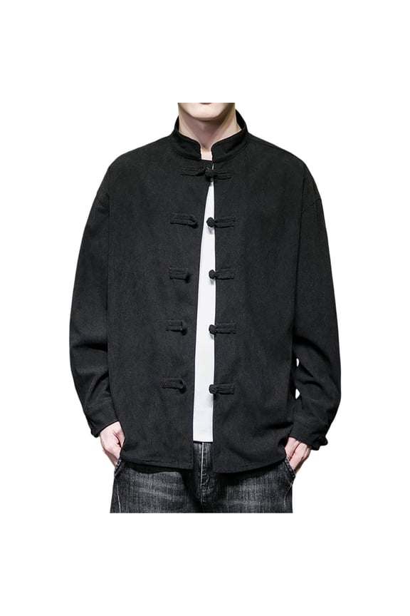 Men Jacket Fall And Winter New Retro Solid Color Tops Large Size Long Sleeve Casual Lapel Coat Zipper Suit Clothing,Black,XXXXL