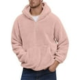 thumbnail image 1 of LIIPEE Men Plush Hoodies Casual Solid Color Long Sleeve Hooded Half Zip Fuzzy Pullover Tops With Pocket Man Comfortable Casual Daily Party Photoshoot Sweatshirts,Pink,L, 1 of 4