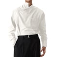 thumbnail image 1 of LIIPEE Men Shirts Casual Irregular Lapel Buttons Long Sleeve Solid Color Shirt With Pockets Male Classic Fit Fashion Tops Comfortable Breathable Soft Daily Shirts,Black,L, 1 of 8