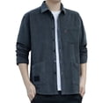 thumbnail image 1 of LIIPEE Men Shirts Casual Long Sleeve Solid Color Lapel Button Down Shirt Male Fashion Texture Thickened Corduroy Warm Tops Fall Winter Comfortable Breathable Soft Daily Shirts,Grey,XXXXXL, 1 of 3