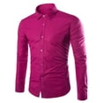 thumbnail image 1 of LIIPEE Men Shirts Casual Slim Fit Long Sleeve Solid Color Lapel Dress Shirt Male Button Up Formal Business Tops Fashion Comfortable Breathable Soft Daily Shirts,RD2,XL, 1 of 2