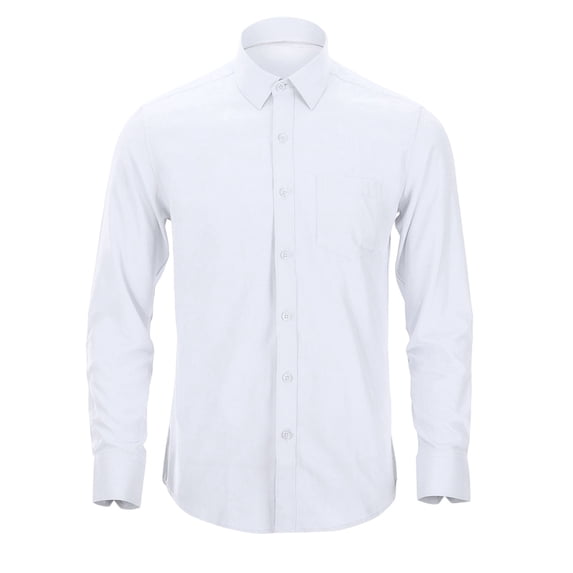 LIIPEE Men Shirts Casual Solid Color Long Sleeve Lapel Button Up Dress Shirt Male Fashion Slim Fit Formal Business Tops Comfortable Breathable Soft Daily Shirts,White,42