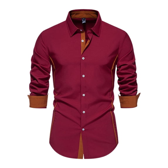 LIIPEE Men Shirts Casual Solid Color Regular Fit Long Sleeve Lapel Shirt Male Button Down Fashion Tops Comfortable Breathable Soft Daily Shirts,,L