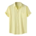 thumbnail image 1 of LIIPEE Men Shirts Casual Solid Color Short Sleeve Lapel Button Down Shirt With Pockets Male Fashion Texture Regular Fit Tops Comfortable Breathable Soft Daily Shirts,Yellow,M, 1 of 8