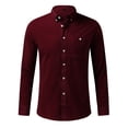 thumbnail image 1 of LIIPEE Men Shirts Father's Day Gifts Casual Button Down Collar Tab Long Sleeve Solid Color Ribbed Button Up Shirts Male Single Yoke Regular Breathable Fashion Versatile Tops With Pocket,XXXXL, 1 of 7