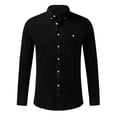 thumbnail image 1 of LIIPEE Men Shirts Father's Day Gifts Casual Button Down Collar Tab Long Sleeve Solid Color Ribbed Button Up Shirts Male Single Yoke Regular Breathable Fashion Versatile Tops With Pocket,XXL, 1 of 7